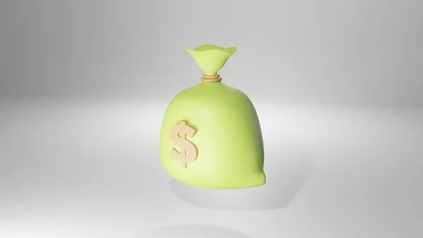 Ilustração Tridimensional Objeto Saco Dinheiro Dólar Verde Com Espaço Negativo — Fotografia de Stock