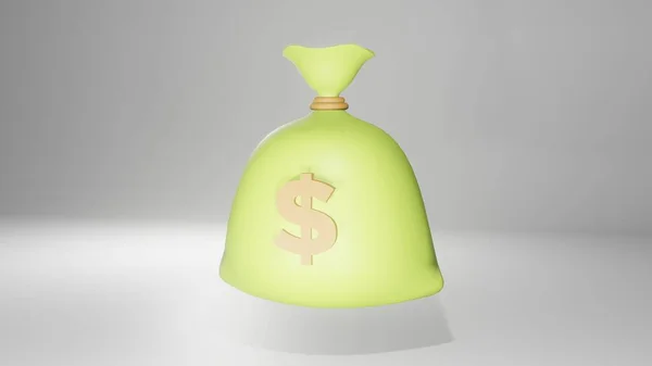 Three Dimensional Illustration One Green Dollar Money Sack Object Negative — Stock Photo, Image