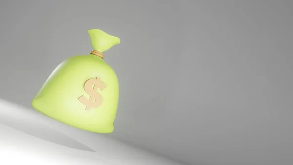 Three Dimensional Illustration One Green Dollar Money Sack Object Negative —  Fotos de Stock