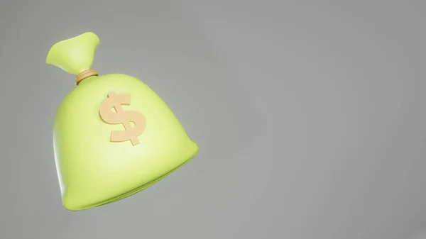 Three Dimensional Illustration One Green Dollar Money Sack Object Negative —  Fotos de Stock