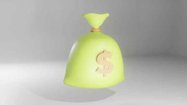 Three Dimensional Illustration One Green Dollar Money Sack Object Negative — 스톡 사진