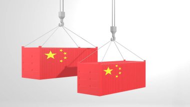 Üç Boyutlu Üç Boyutlu Resim ya da Çin Bayrağı Etiketi Bir yerden Başka Bir yere Taşınmış Konteynır ResmiComment