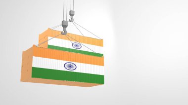 Üç Boyutlu Görüntü veya Konteynır Resimleri Bir yerden diğerine taşınan Hint Bayrağı Etiketi