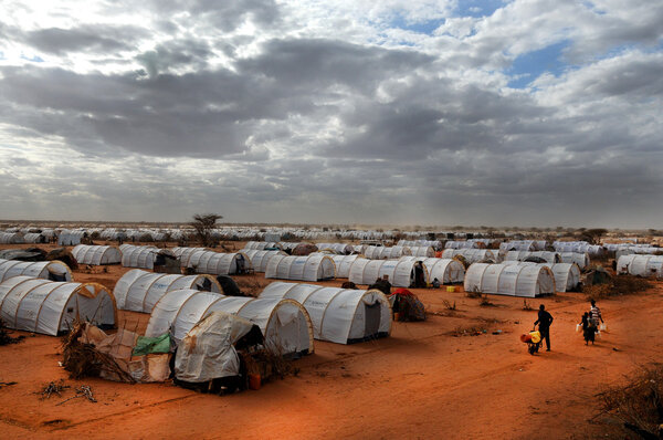 DADAAB, SOMALIA-AUGUST 07: Unidentified men, women & children wa