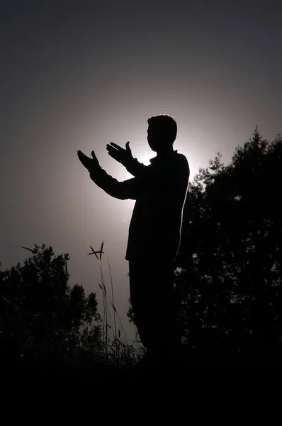 Muslim who prays standing with peace of mind — Stock Photo, Image