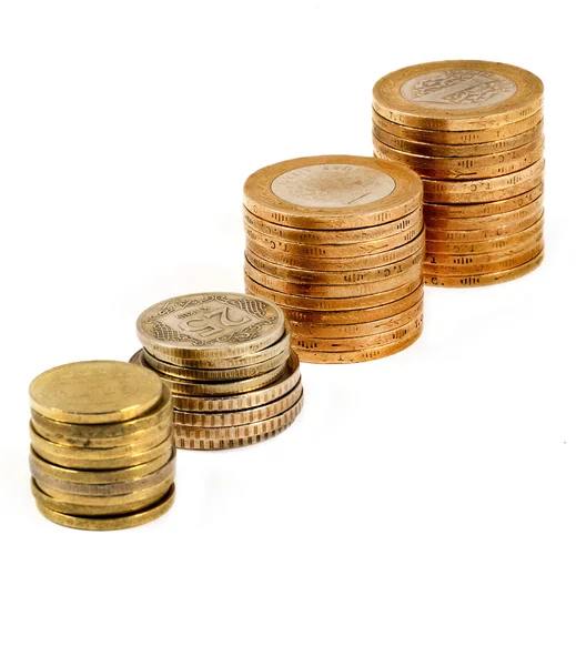 Pile of Turkish coins isoladet — Stock Photo, Image