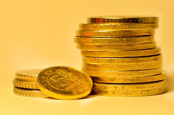 Pile of turkish coins. Very small depth of field. — Stock Photo, Image