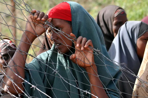 African women desperately waiting for help — Stock Photo, Image