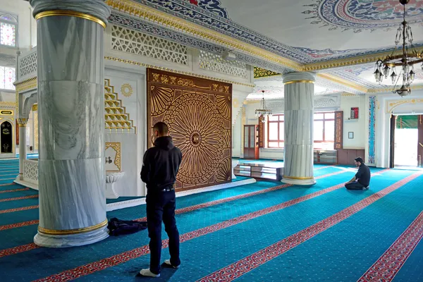 Tunahan mecset rituális istentisztelet középre, a imádság, Isztambul, t — Stock Fotó