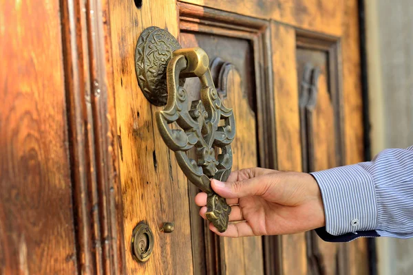 Brass gate with door knocker istanbul Turkey — Stock Photo, Image