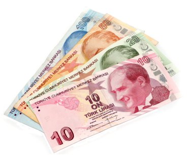 beyaz zemin üzerine Türk parası