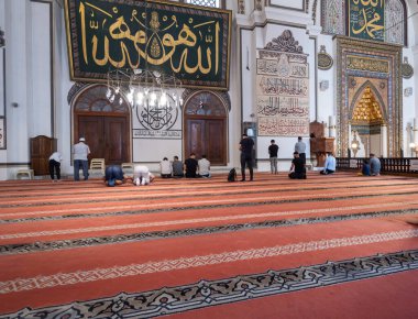 BURSA, TURKEY - AUGUST 21: An interior view of Grand Mosque (Ulu Cami) on August 21, 2022 in Bursa, Turkey. Great Mosque is the largest mosque in Bursa. Muslims who pray in the mosque.