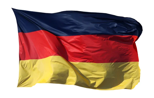 Close-up van een nationale vlag van Duitsland, geïsoleerd op witte achtergrond — Stockfoto