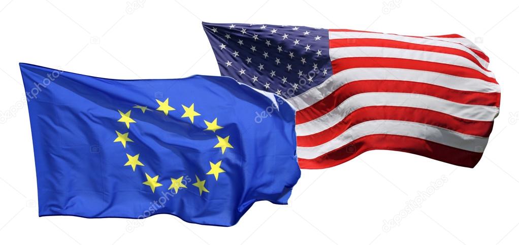 Flags of the United States of America and EU