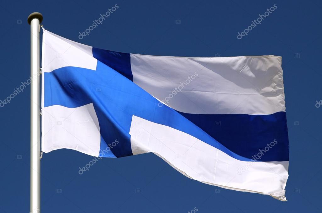 Flag of Finland in the sun