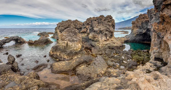 Hierro Kanarya Adaları Ndaki Rocky Beach Charco Azul — Stok fotoğraf