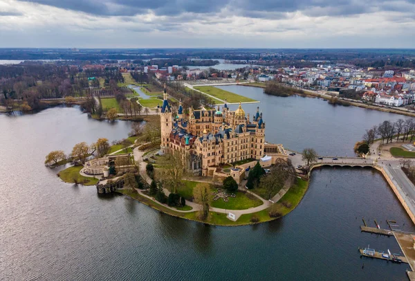 Vista Aérea Del Castillo Schwerin Alemania —  Fotos de Stock