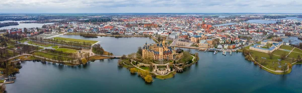 Vista Panorâmica Aérea Cidade Schwerin Com Castelo Alemanha — Fotografia de Stock