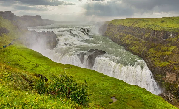 Přehled Vodopádu Gullfoss Islandu — Stock fotografie