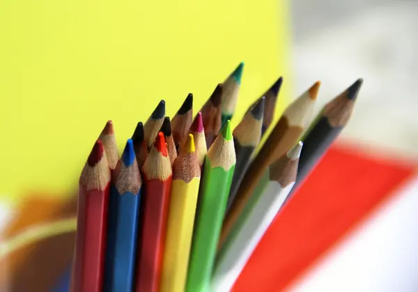 Mix of multicolored vivid pencils — Stock Photo, Image