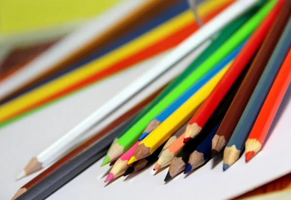Mix of multicolored vivid pencils — Stock Photo, Image