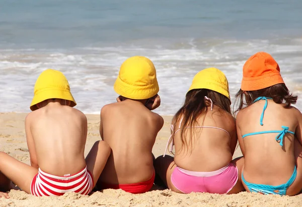Cute funny children on the beach — Stock Photo, Image