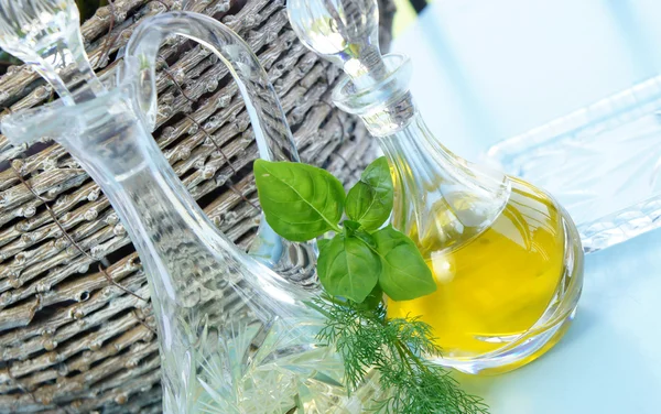 Olive oil and herbs — Stock Photo, Image