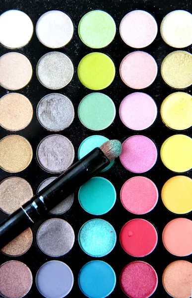 Make-up paleta a štětce — Stock fotografie