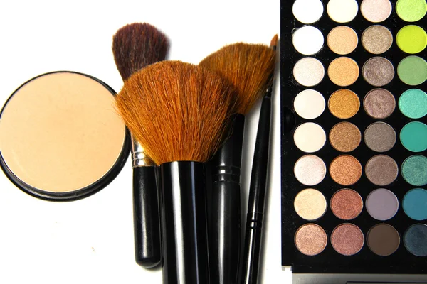 Makeup palette and brushes — Stock Photo, Image