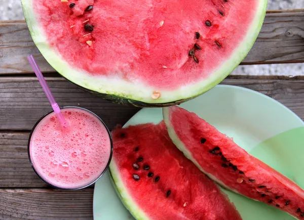 Ripe juicy watermelon smoothie — Stock Photo, Image