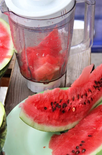 Watermelon and juicy smoothie — Stock Photo, Image