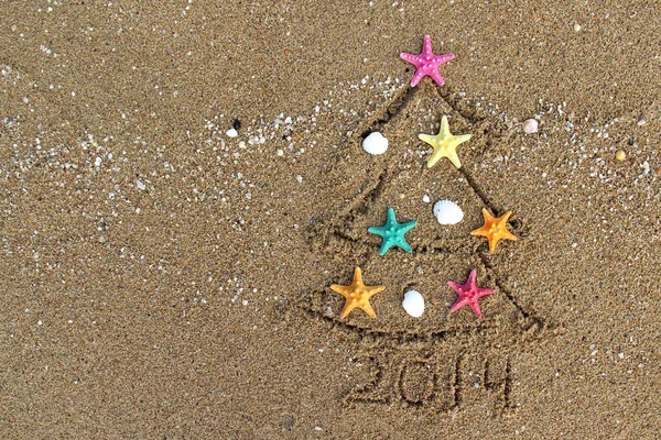 Weihnachten und Neujahr 2014 am Strand — Stockfoto