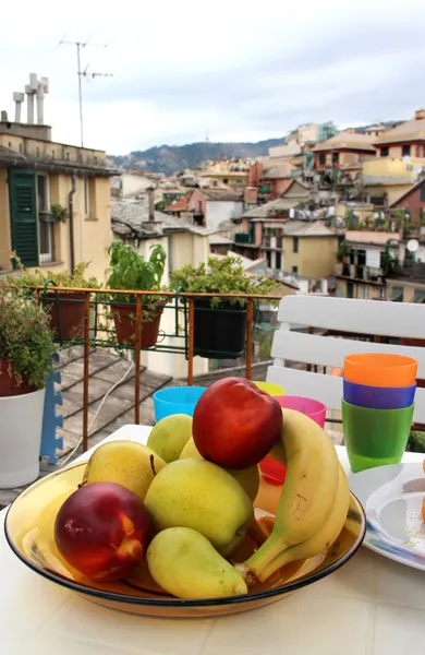 Mix di frutta ed erbe aromatiche in terrazza a Genova — Foto Stock