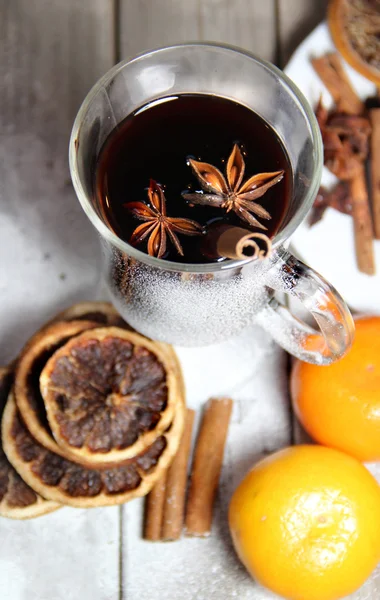 Traditional Christmas punch on the wooden background — Stock Photo, Image