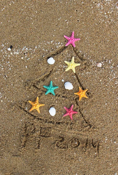 Karácsonyi és újévi 2014 a strandon — Stock Fotó