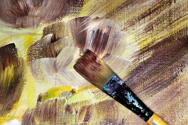Fırça ve çiçek güzel bir tablo — Stok fotoğraf