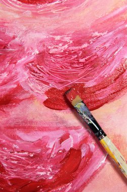 Fırça ve çiçekler ile güzel bir tablo