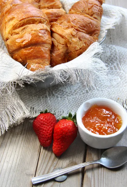 Fresh French croissant on the table — Stock Photo, Image