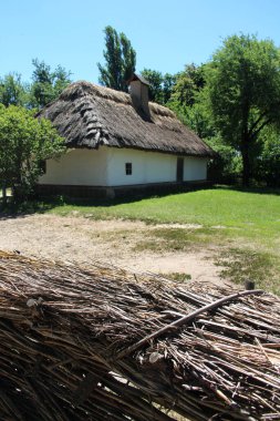 Ukrayna 'nın otantik evleri ve kırsal kesimlerinin güzel manzarası