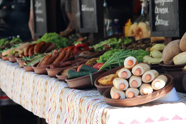 Большая Смесь Национальной Украинской Кухни Мясом Овощами — стоковое фото