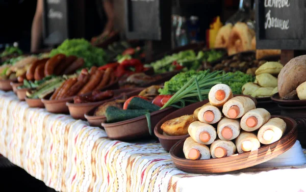 Grote Mix Van Nationale Oekraïense Voedsel Met Vlees Groenten — Stockfoto