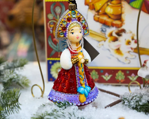Moskau Russland Dezember 2021 Weihnachtsbaumspielzeug Russische Schönheit Handgemachtes Weihnachtsbaumspielzeug Form — Stockfoto