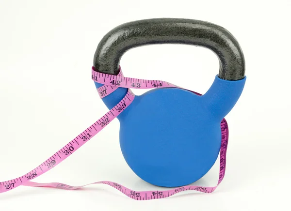 Measuring Tape Wrapped Around Kettle Bell — Stock Photo, Image