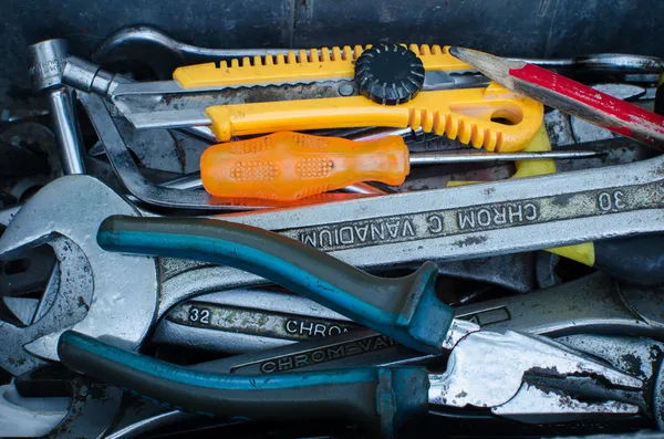 Used tools in a toolbox — Stock Photo, Image