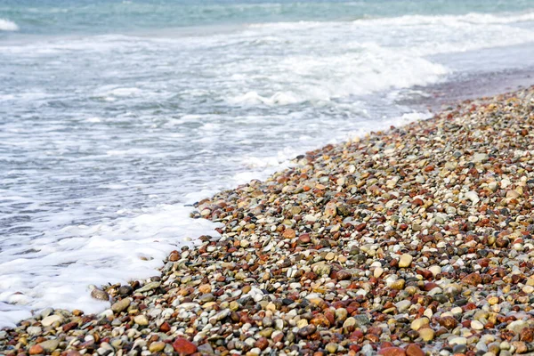 Sea Shore Colored Pebbles Shoreline Diagonally — Foto de Stock