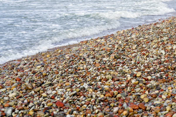 Sea Shore Colored Pebbles Shoreline Diagonally — Foto de Stock