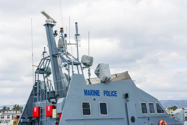 Zbliżenie Fragmentu Kadłuba Okrętu Policji Morskiej — Zdjęcie stockowe