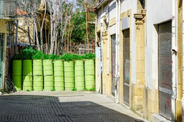 Buffer zone between greek and turkish parts of the divided city, Nicosia or Lefkosia, Cyprus