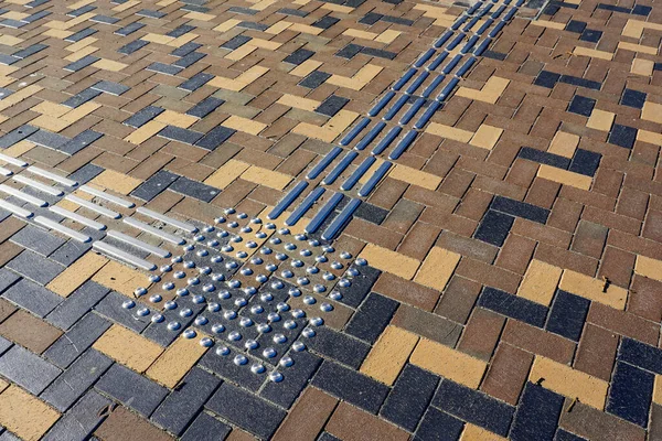 Modern Design Stylish Colorful Paving Area Metal Tactile Tiles Blind — Foto de Stock
