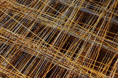 Patterns of rusty welded reinforcement construction steel mesh
